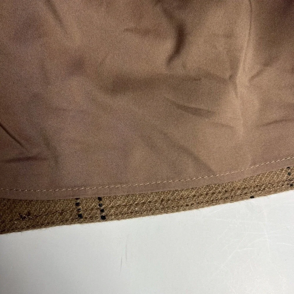 Madewell Zip Front Windowpane Mini Skirt Size 6 NWT Camel Brown Wool
